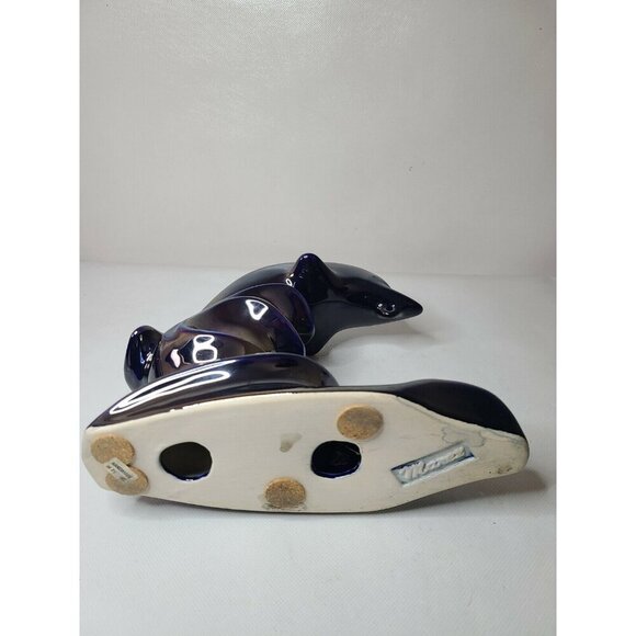 VTG Marex Porcelain Dolphin Statue Tealight Candle Holder Cobalt Blue Nautical - Picture 5 of 8